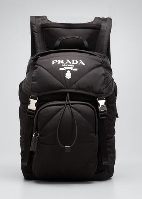 Men's Padded Nylon Logo Backpack w/ Hood