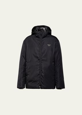 Men's Padded Re-Nylon Hooded Jacket