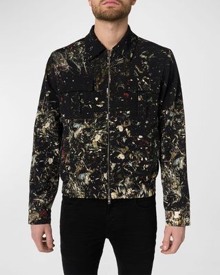 Men's Paint Splatter Zip-Front Jacket