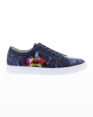 Men's Painted Leather Low-Top Sneakers