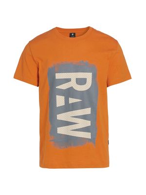 Men's Painted Raw Logo T-Shirt - Amber - Size Small