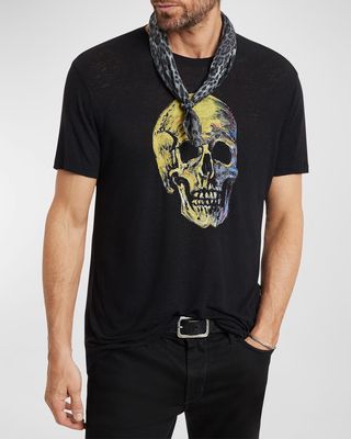 Men's Painted Skull Linen-Modal T-Shirt