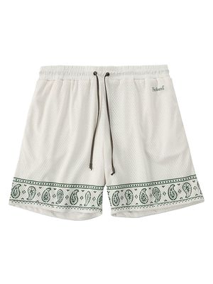 Men's Paisley Emblem Mesh Shorts - White - Size XL - White - Size XL