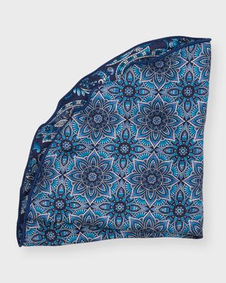 Men's Paisley/Floral Reversible Silk Pocket Circle