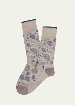 Men's Paisley Intarsia Mid-Calf Socks
