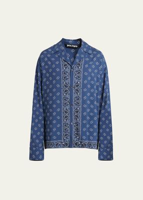 Men's Paisley-Print Casual Button-Down Shirt