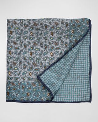Men's Paisley-Print Reversible Silk Pocket Square