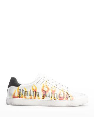 Men's Palm 1 Sprayprint Leather Low-Top Sneakers