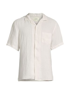 Men's Palm Linen Short-Sleeve Shirt - Chalk - Size Small - Chalk - Size Small