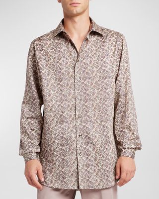 Men's Palm-Print Button-Down Shirt