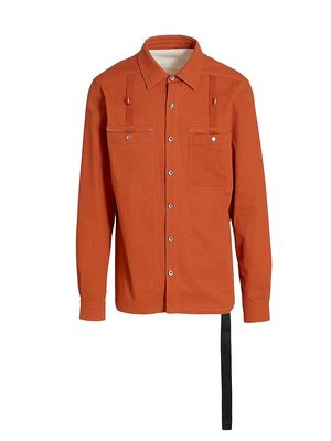 Men's Patch Pocket Denim Outershirt - Orange - Size Small - Orange - Size Small