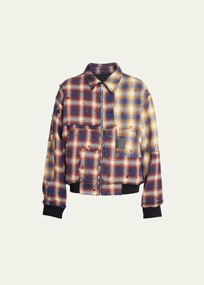 Men's Patchwork Plaid Workwear Jacket