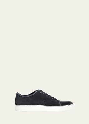 Men's Patent Leather/Suede Low-Top Sneakers