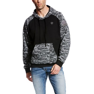 Men's Patriot Hoodie in Black Digi Camo, Size: Small by Ariat