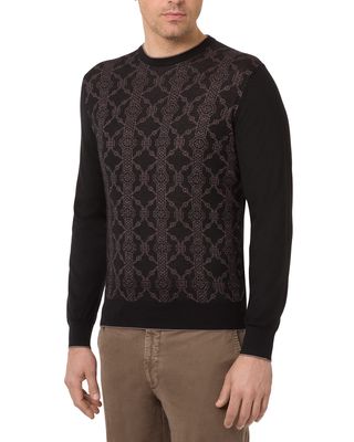 Men's Patterned Cashmere-Silk Sweater