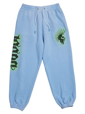 Men's Peace In Death Rhinestoned Sweatpants - Baby Blue - Size Small - Baby Blue - Size Small