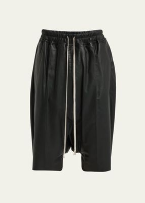 Men's Peached Leather Drawstring Pod Shorts