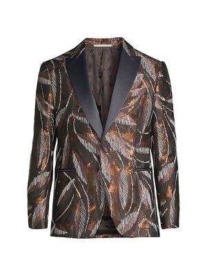 Men's Peak Feathers Evening Jacket - Brown - Size 38 - Brown - Size 38