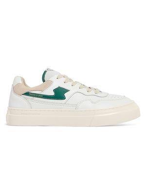 Men's Pearl S-Strike Leather Low-Top Sneakers - White Green - Size 7 - White Green - Size 7