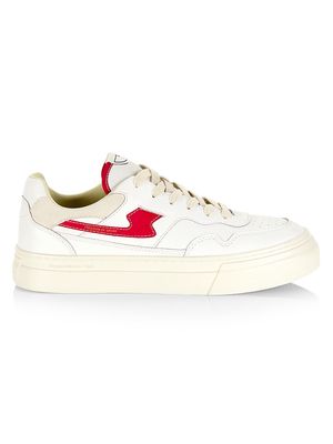 Men's Pearl S-Strike Leather Platform Sneakers - White Red - Size 8 - White Red - Size 8