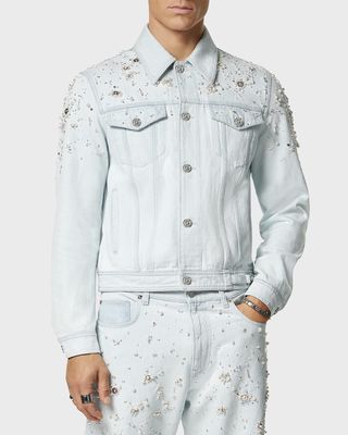 Men's Pearly Embellished Denim Jacket