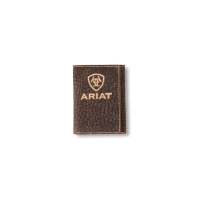 Men's Pebble Leather Bifold Wallet in Brown, Size: OS by Ariat