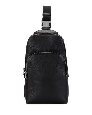 Men's Pebbled Leather Sling Backpack