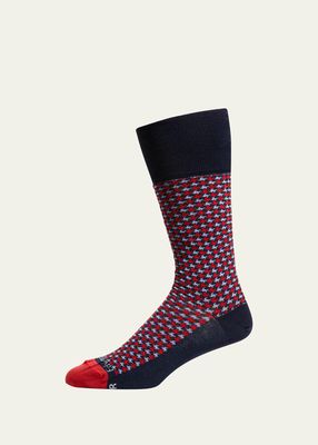 Men's Performance-Stretch Ribbed Houndstooth Crew Socks