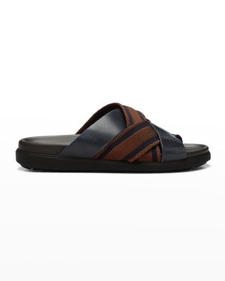 Men's Phil Nylon-Leather Slide Sandals
