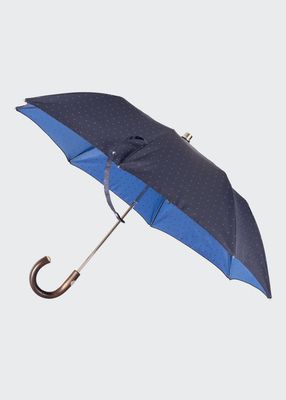 Men's Pindot Folding Umbrella w/ Chestnut Handle