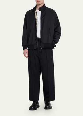 Men's Pinstripe Side-Zip Harrington Jacket