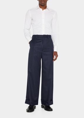 Men's Pinstripe Wool Trousers