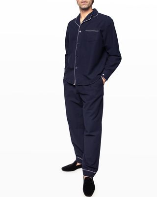 Men's Piped Flannel Pajama Set