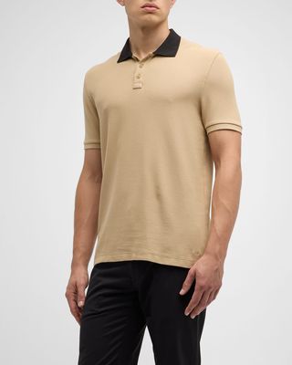Men's Pique Contrast-Collar Polo Shirt