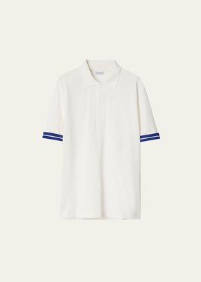 Men's Pique Contrast-Cuff Polo Shirt