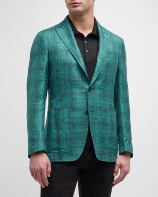 Men's Plaid Cashmere-Blend Sport Coat