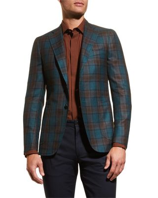 Men's Plaid Cashmere-Silk Sport Jacket