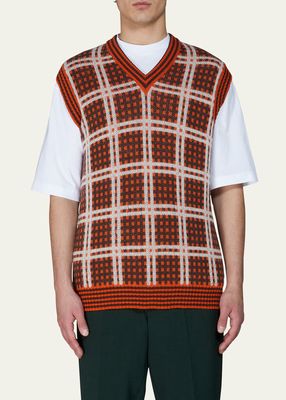 Men's Plaid Knit Sweater Vest