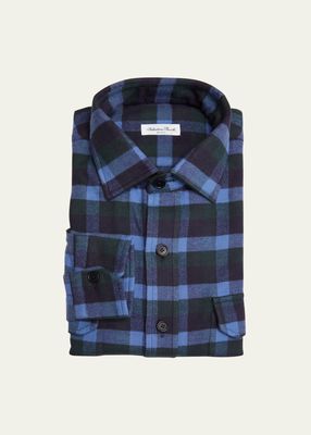 Men's Plaid-Print Flannel Dress Shirt