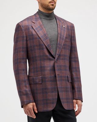 Men's Plaid Silk & Cashmere Sport Jacket