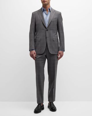 Men's Plaid with Windowpane Wool Suit