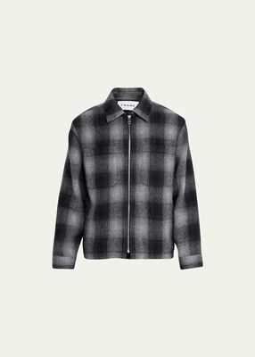 Men's Plaid Wool Full-Zip Overshirt