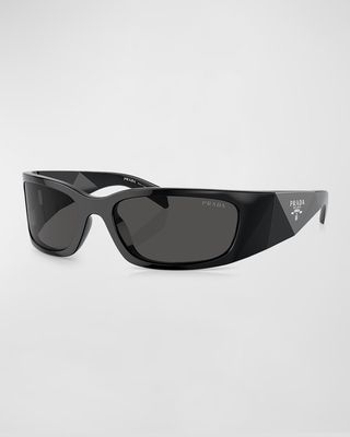 Men's Plastic Rectangle Wrap Sunglasses