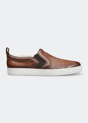 Men's Playtime Scritto Leather Slip-On Sneakers