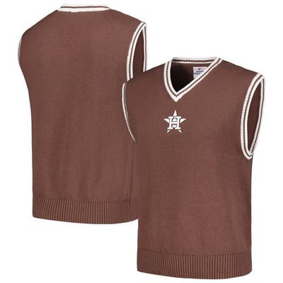 Men's PLEASURES Brown Houston Astros Knit V-Neck Pullover Sweater Vest