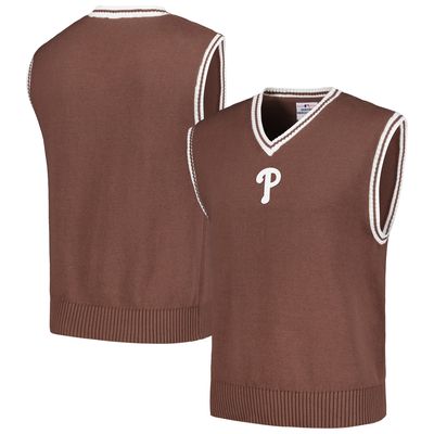 Men's PLEASURES Brown Philadelphia Phillies Knit V-Neck Pullover Sweater Vest