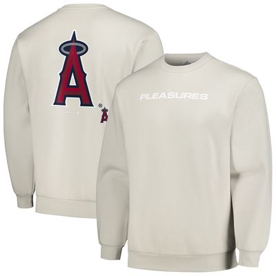 Men's PLEASURES Gray Los Angeles Angels Ballpark Pullover Sweatshirt