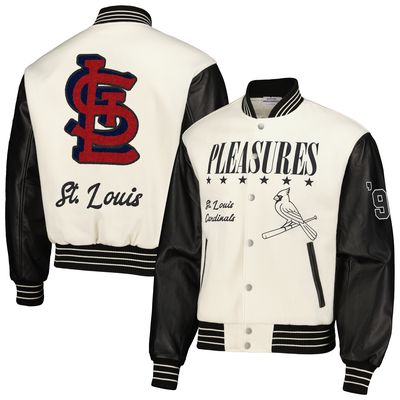 Men's PLEASURES White St. Louis Cardinals Full-Snap Varsity Jacket