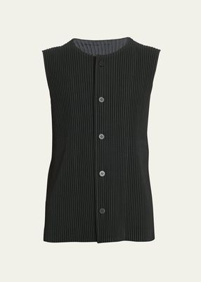Men's Pleated Button-Front Vest