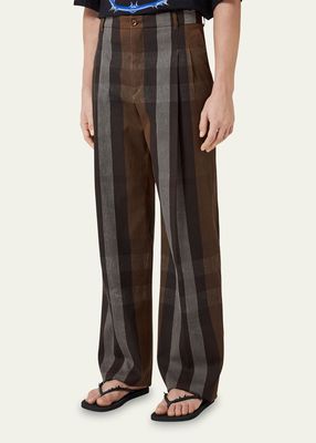 Men's Pleated Check Pants